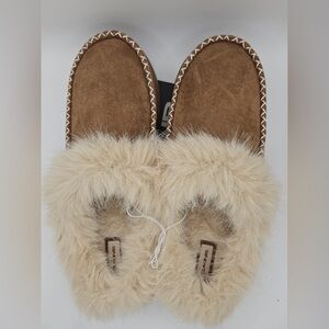 NWT Dakine Memory Foam Faux Fur Moccasin Slippers - Chestnut/Tan Size 11-12 Uni